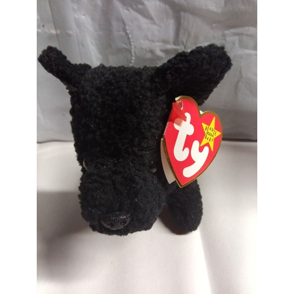 Vintage Scottie Puppy Dog Plush Ty Beanie Babies Black 1996 5 Inch Tall